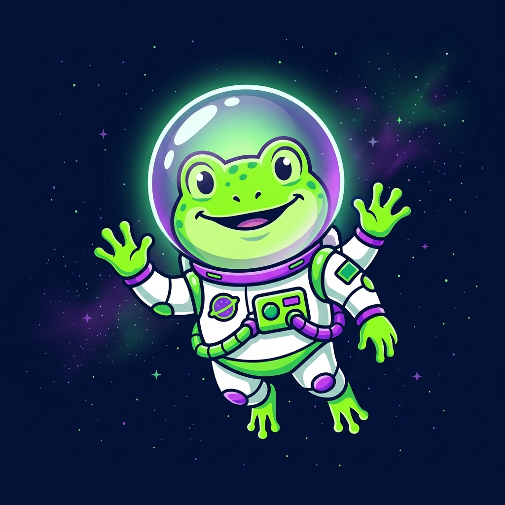 CoHost Frog - Cheerful astronaut frog in space